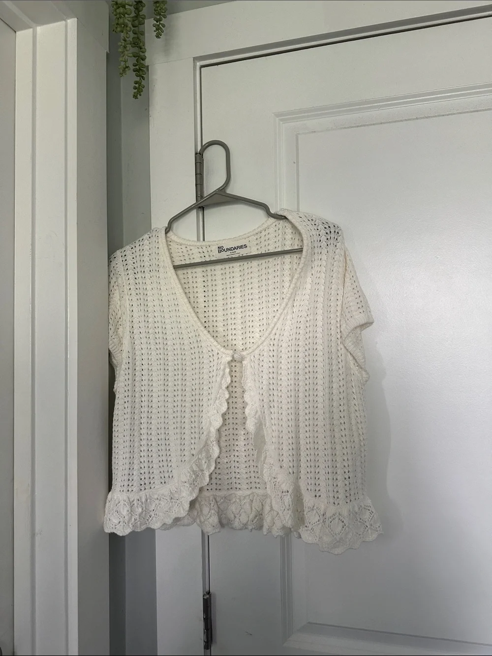 No Boundaries Cream Crochet Short-Sleeve Cardigan